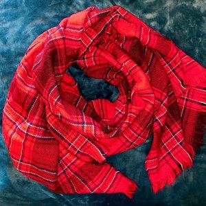 Francesca’s Red Plaid Blanket Scarf